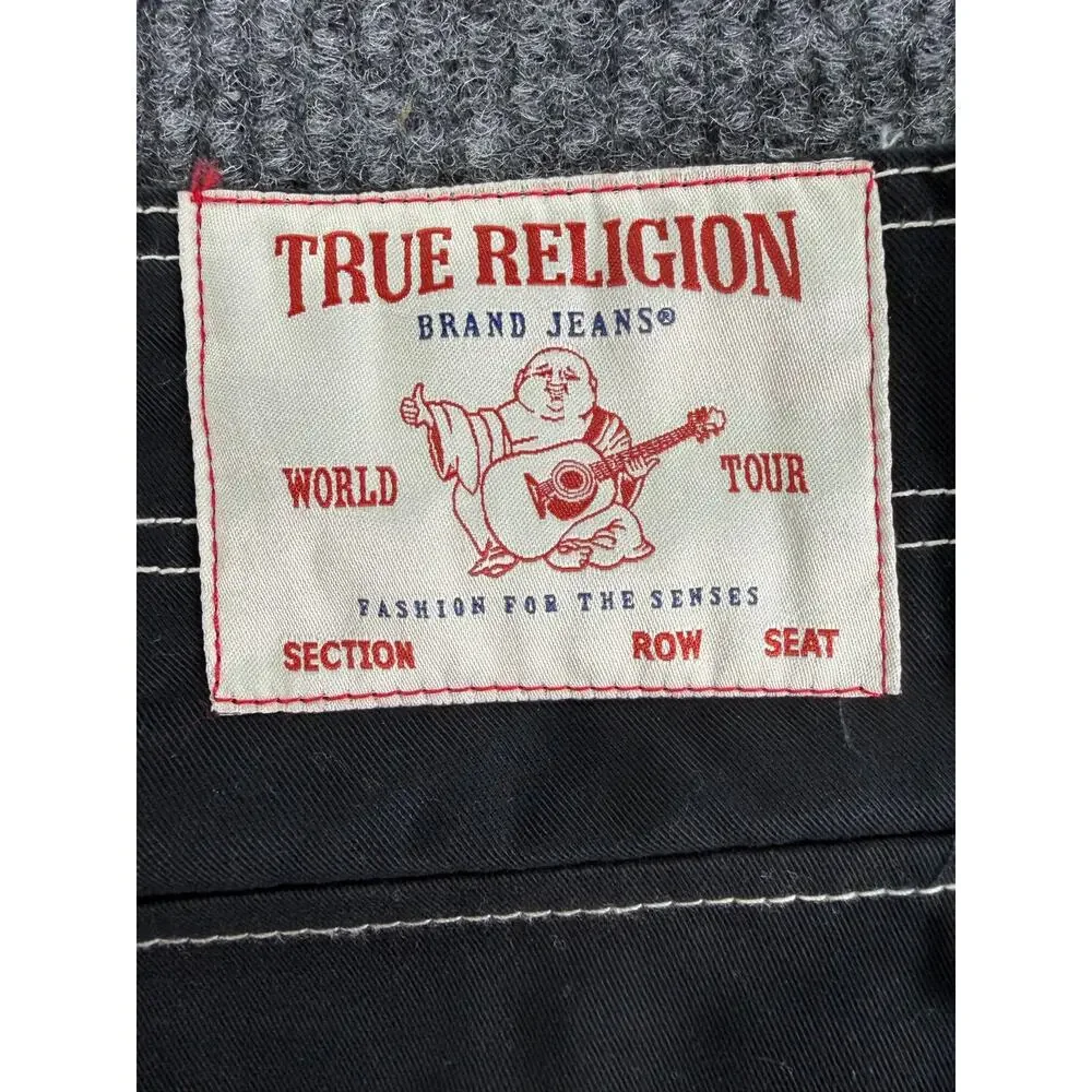 NWT True Religion Cargo Pants Mens 36 Black Straight Utility Y2K